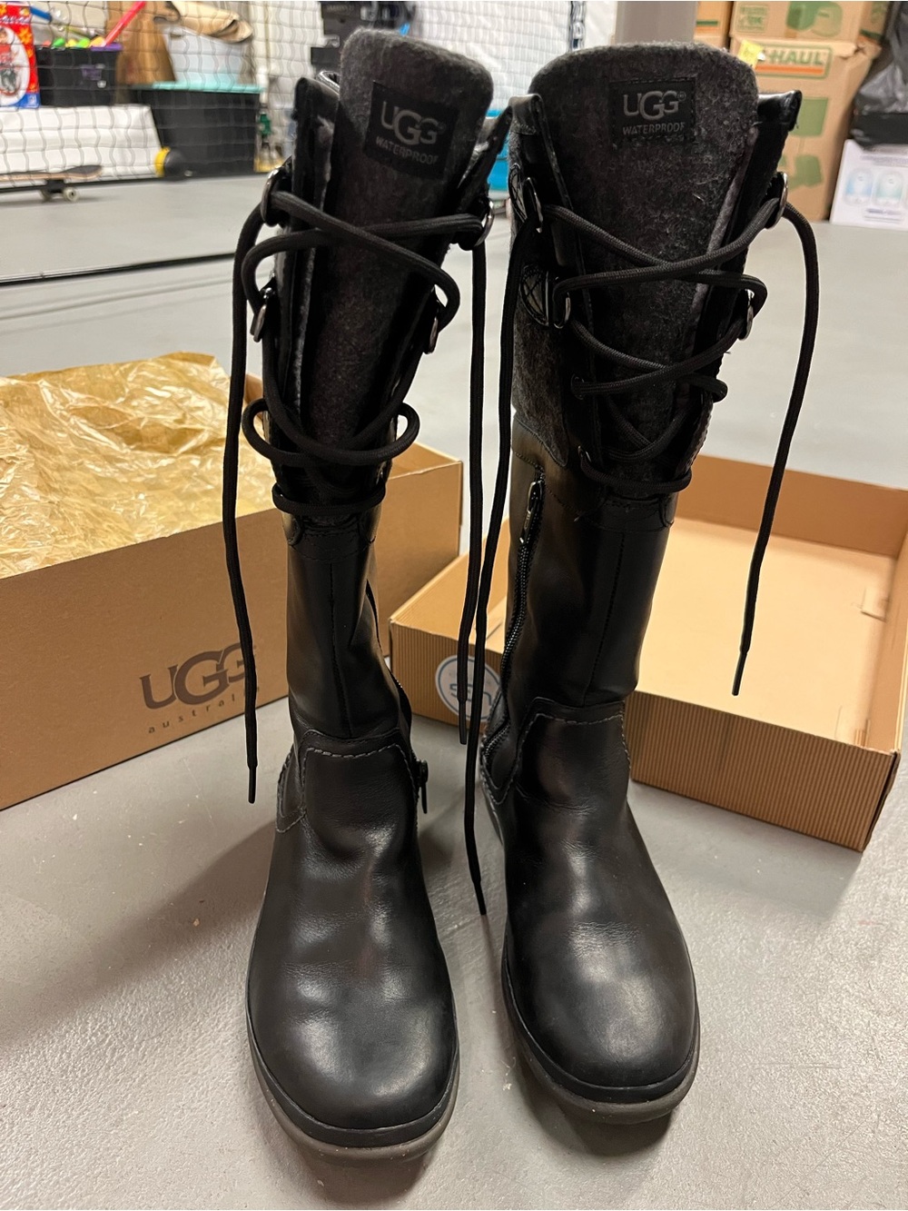 UGG Black Lace-Up Waterproof Tall Women’s Boots
